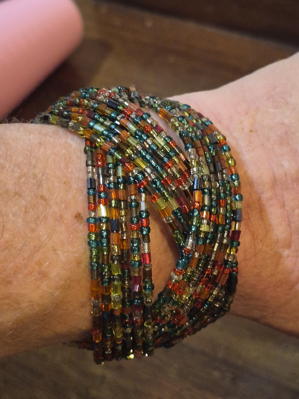 Boho Earth Tone Seed Bead Cuff Bracelet